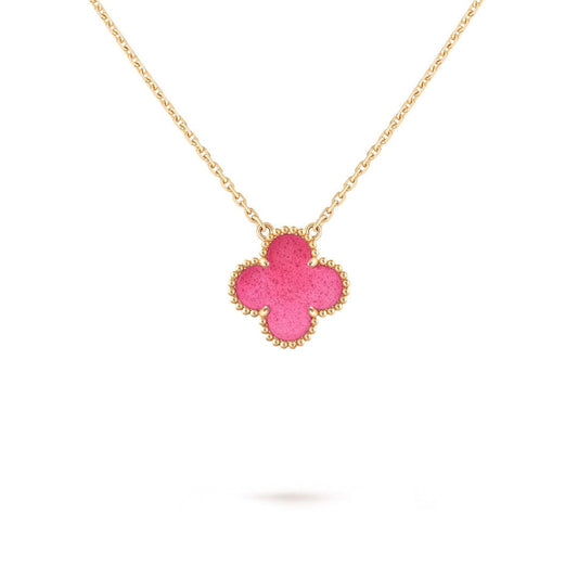 [Solara jewelry] NEW CLOVER 15MM PINK ENAMEL NECKLACE