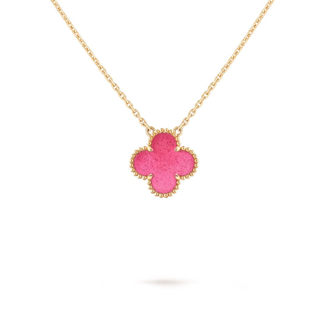 [Solara jewelry] NEW CLOVER 15MM PINK ENAMEL NECKLACE
