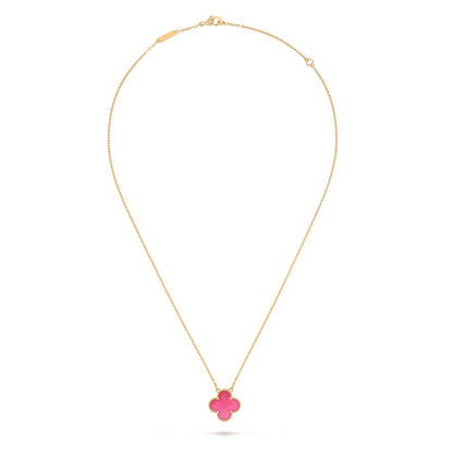[Solara jewelry] NEW CLOVER 15MM PINK ENAMEL NECKLACE