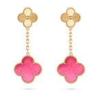 [Solara jewelry]NEW CLOVER 2 MOTIF PINK ENAMEL EARRINGS