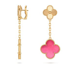 [Solara jewelry]NEW CLOVER 2 MOTIF PINK ENAMEL EARRINGS