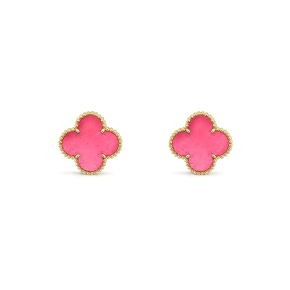 [Solara jewelry]NEW CLOVER 15MM PINK ENAMEL STUD EARRINGS