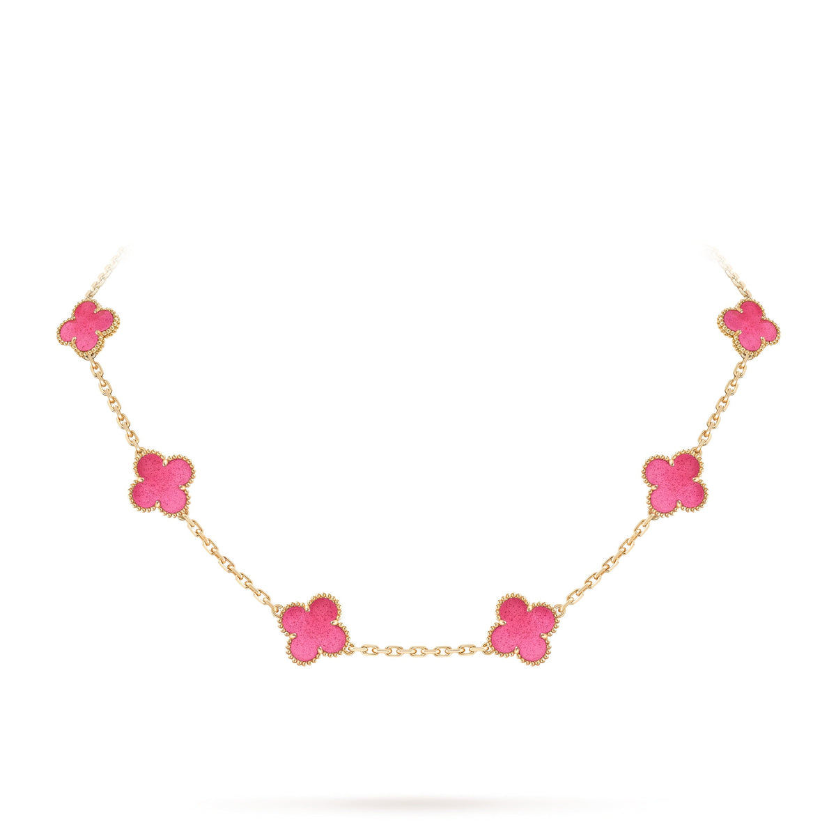 [Solara jewelry]NEW CLOVER 10 MOTIFS PINK ENAMEL NECKLACE