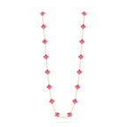[Solara jewelry] NEW CLOVER 20 MOTIFS PINK ENAMEL NECKLACE