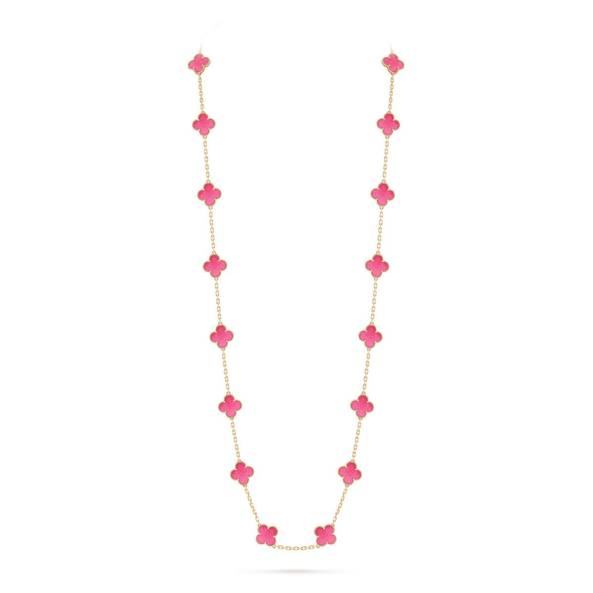 [Solara jewelry] NEW CLOVER 20 MOTIFS PINK ENAMEL NECKLACE