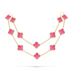 [Solara jewelry] NEW CLOVER 20 MOTIFS PINK ENAMEL NECKLACE