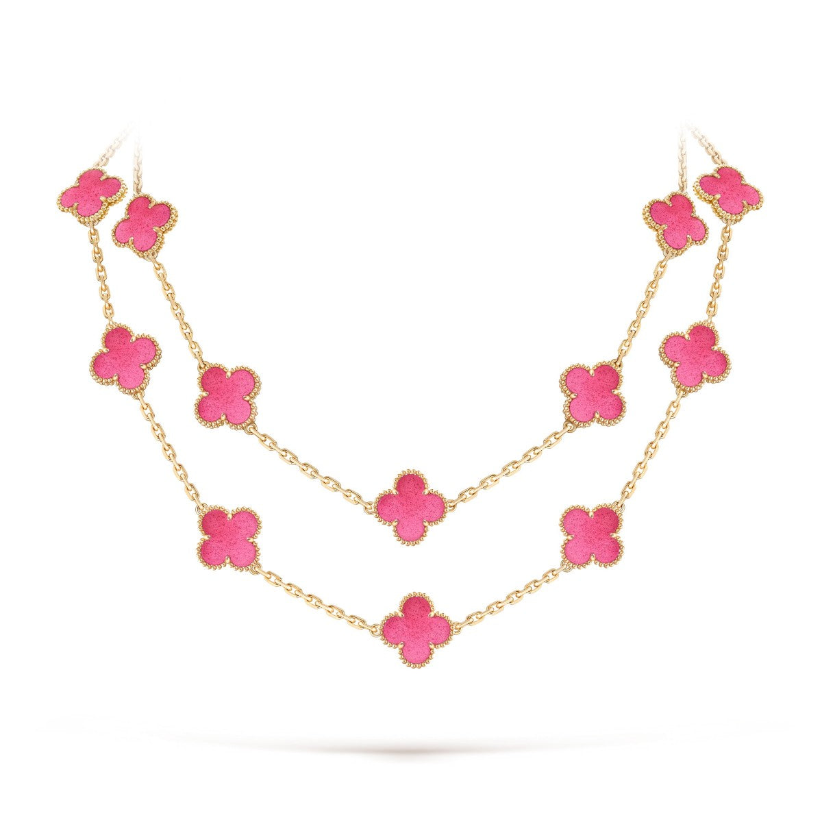 [Solara jewelry] NEW CLOVER 20 MOTIFS PINK ENAMEL NECKLACE