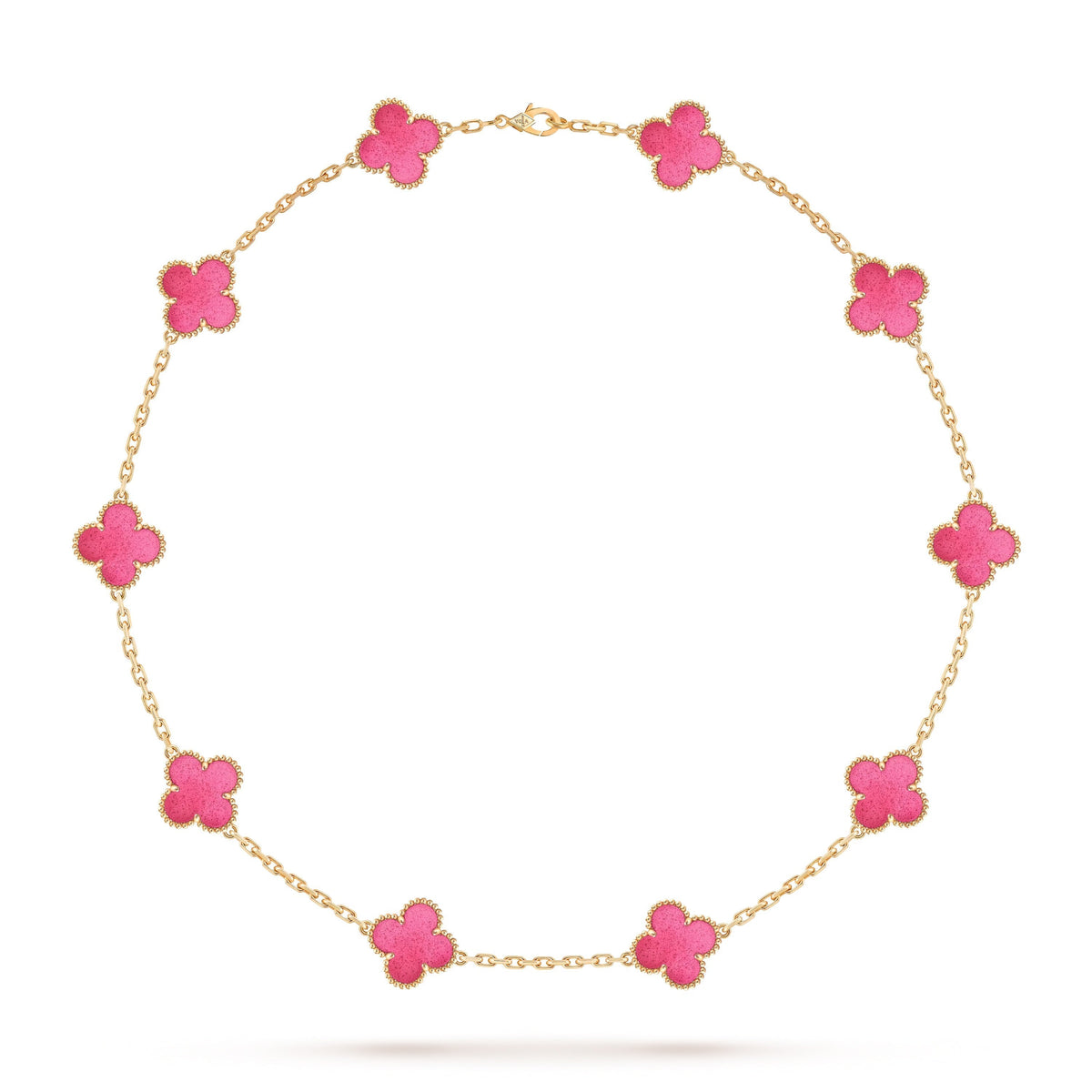 [Solara jewelry]NEW CLOVER 10 MOTIFS PINK ENAMEL NECKLACE