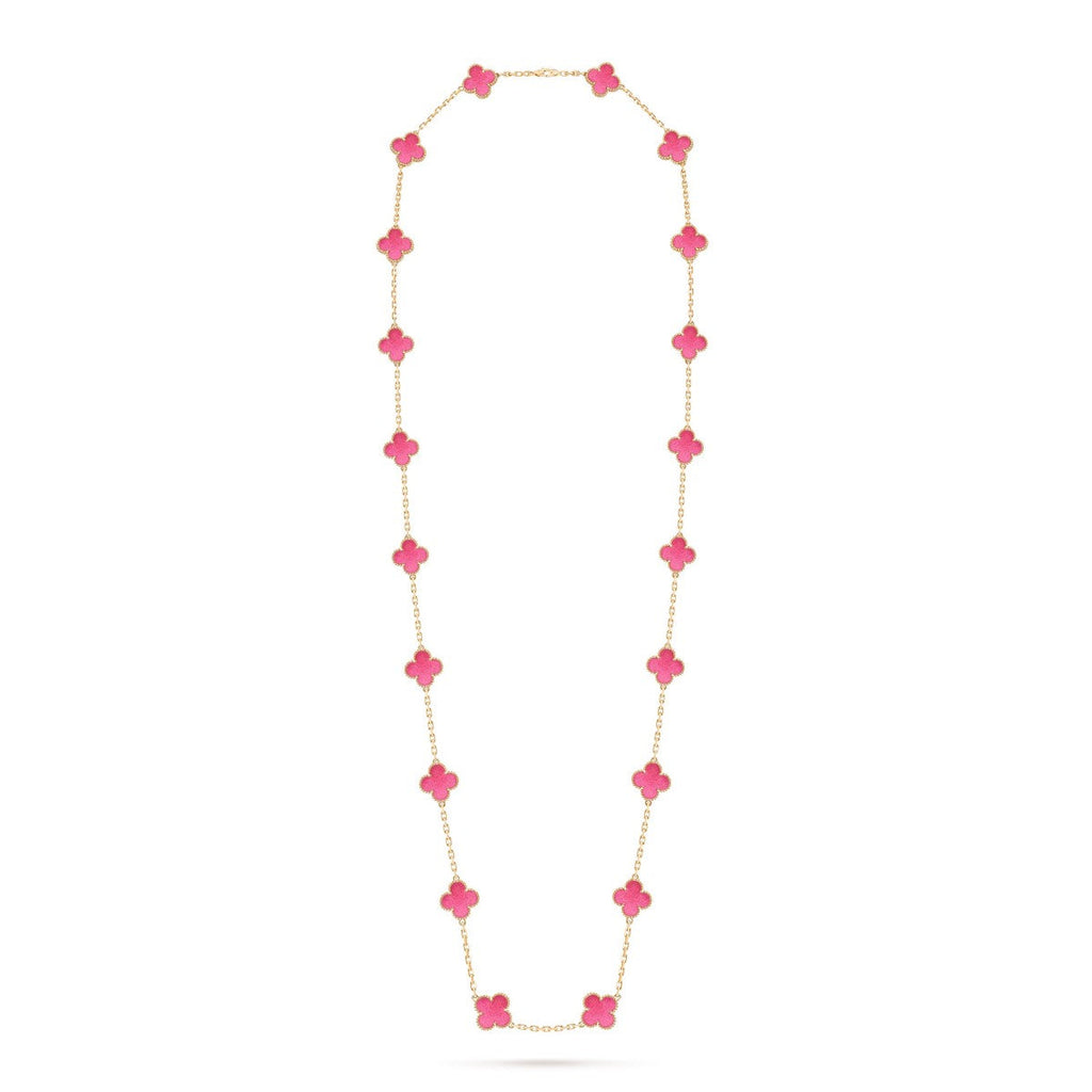 [Solara jewelry] NEW CLOVER 20 MOTIFS PINK ENAMEL NECKLACE
