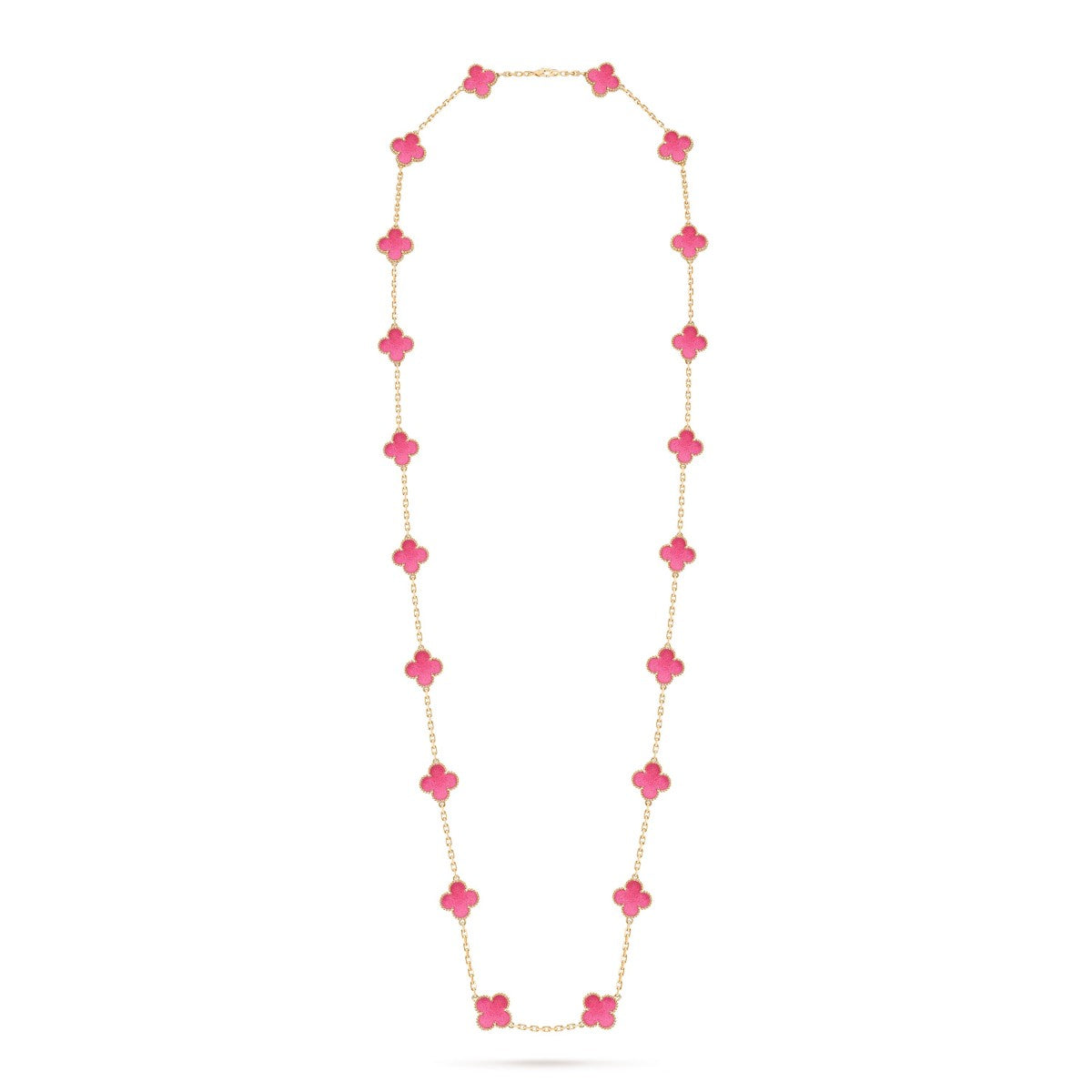 [Solara jewelry] NEW CLOVER 20 MOTIFS PINK ENAMEL NECKLACE