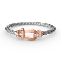 [Solara Jewelry ]FORCE LARGE HORSESHOE HALF DIAMOND BRACELET ROSE GOLD