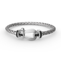 [Solara Jewelry ]FORCE LARGE HORSESHOE BLACK DIAMOND BRACELET SILVER