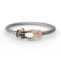 [Solara Jewelry ]FORCE LARGE HORSESHOE BLACK WHITE DIAMOND BRACELET ROSE GOLD
