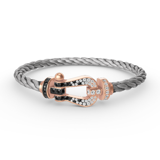 [Solara Jewelry ]フォース ラージホースシュー ブラックホワイト ダイヤモンドブレスレット ローズゴールド