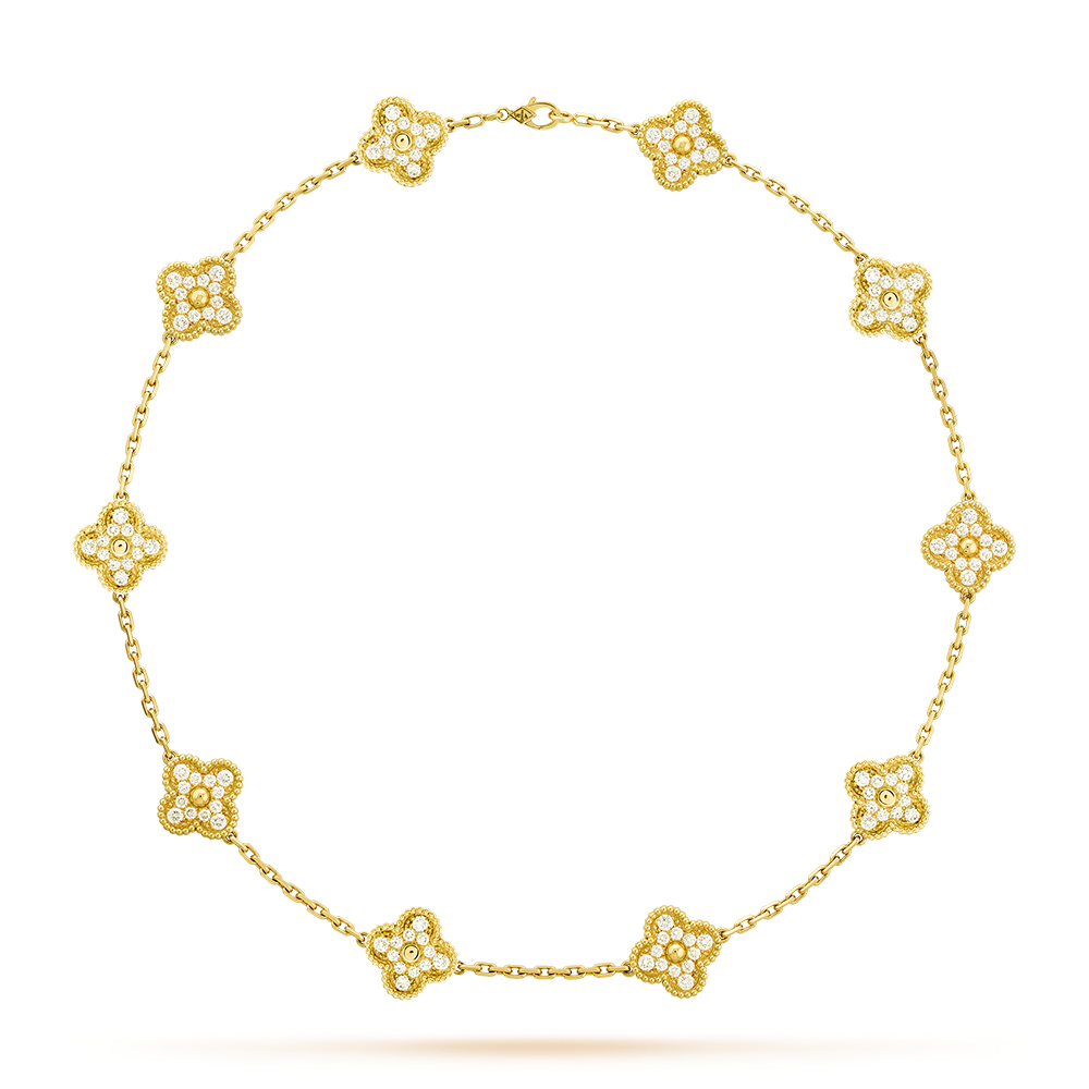 [Solara Jewelry ]クローバー 10モチーフ ダイヤモンド ネックレス