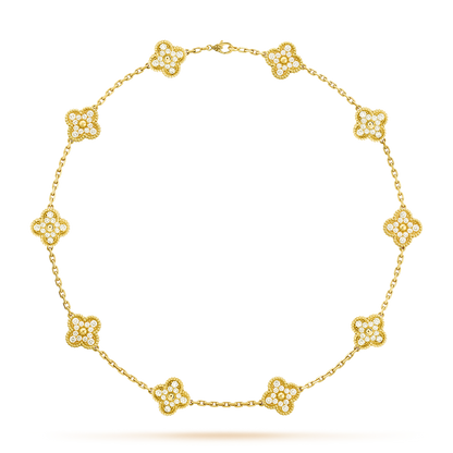 [Solara Jewelry ]CLOVER 10 MOTIFS DIAMOND NECKLACE