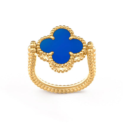 [Solara Jewelry ]CLOVER RIVERSIBLE BLUE AGATE RING