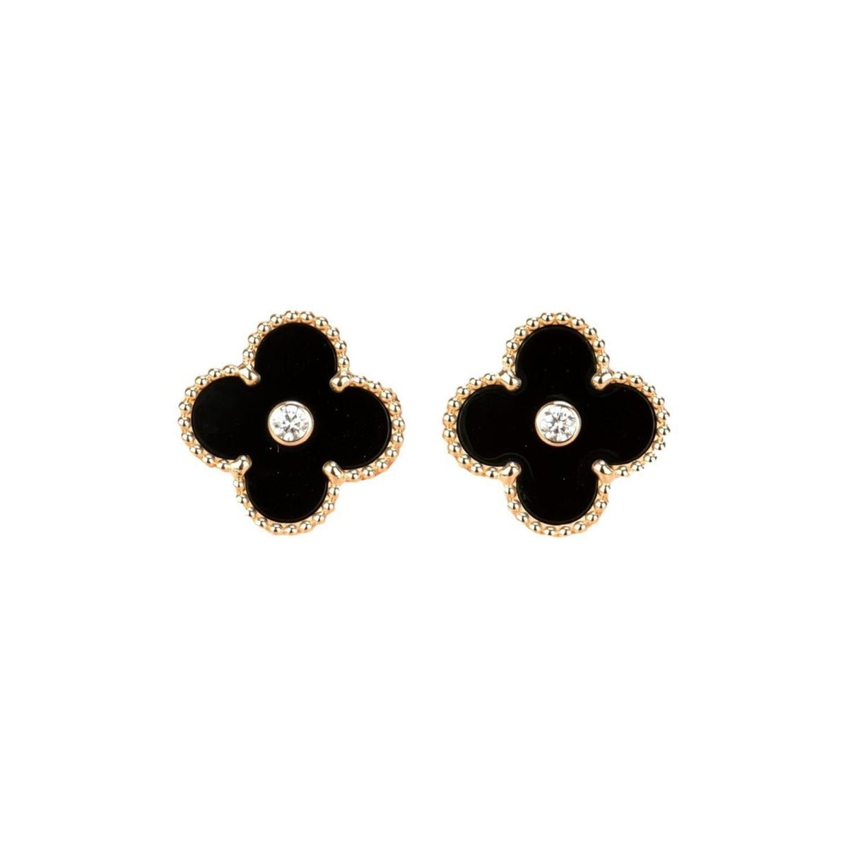 [Solara Jewelry ]KLEEBATT MITTEL 1 MOTIVE ONYX DIAMANT OHRRINGE