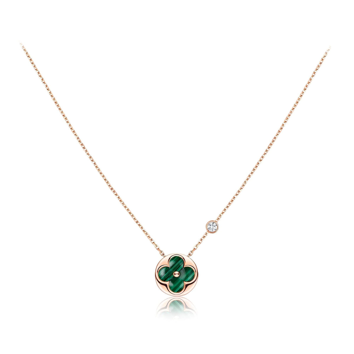 [Solara Jewelry ]SUN PEDANT PINK GOLD 1 DIAMOND NECKLACE
