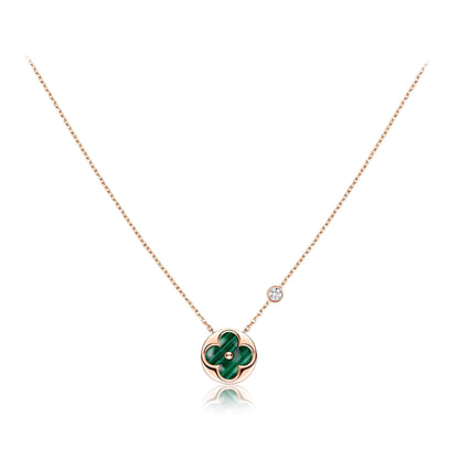 [Solara Jewelry ]SUN PEDANT PINK GOLD 1 DIAMOND NECKLACE