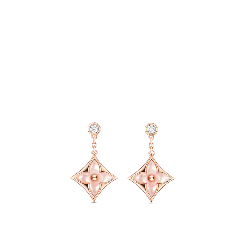 [Solara Jewelry ]DOPPELSTERNE PINK GOLD MOP TROPFENOHRRINGE