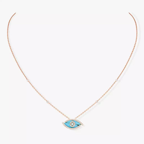 [Solara Jewelry]Lucky Eye Diamond Necklace in Rose Gold and Turquoise
