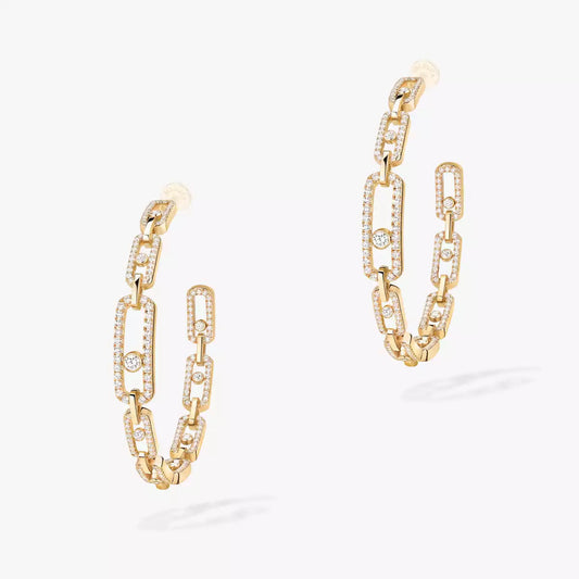 [Solara Jewelry]Move Link Diamond Hoop Earrings