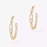 [[Solara jewelry]Move Link Diamond Hoop Earrings