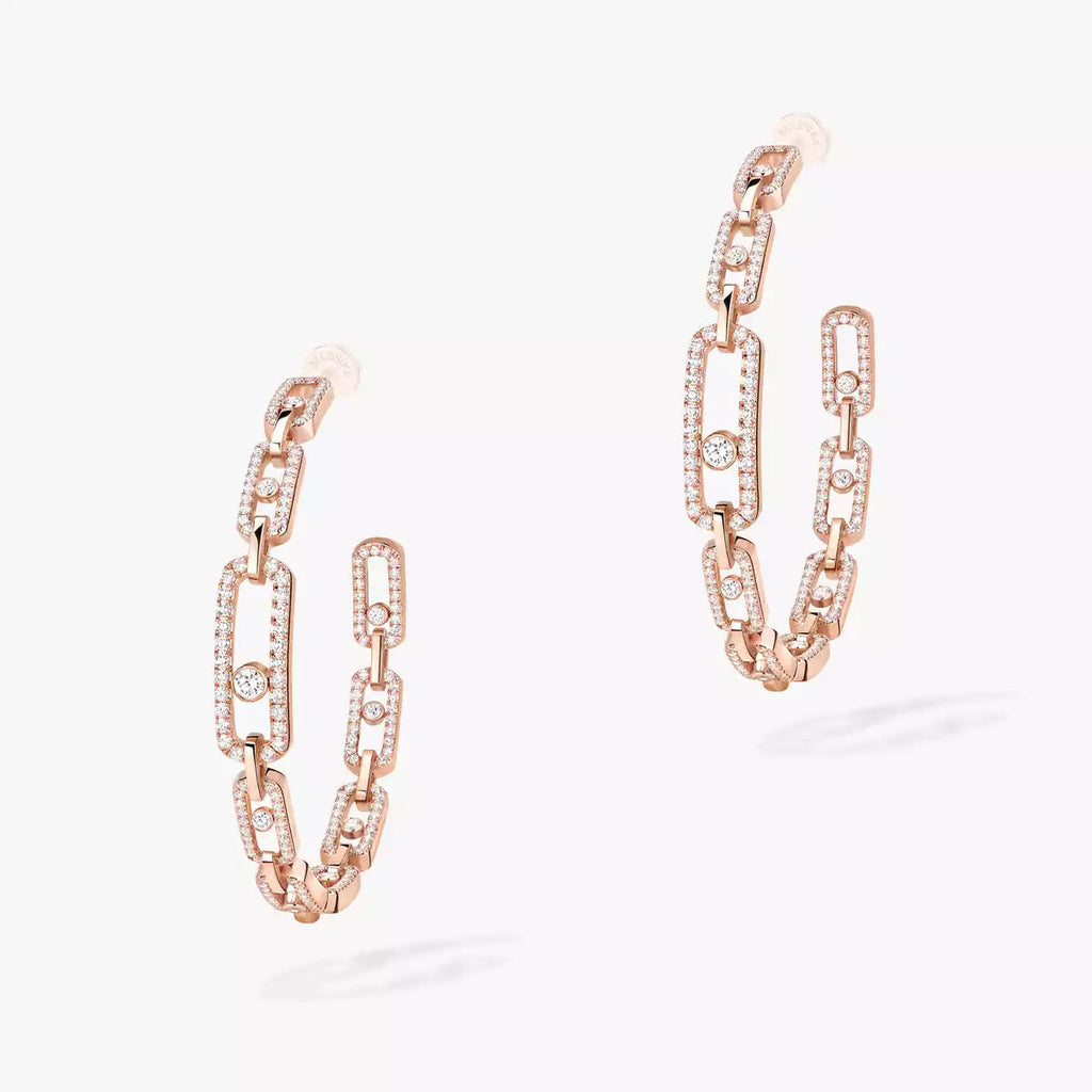[[ソララジュエリー]ムーブリンク ダイヤモンド フープピアス