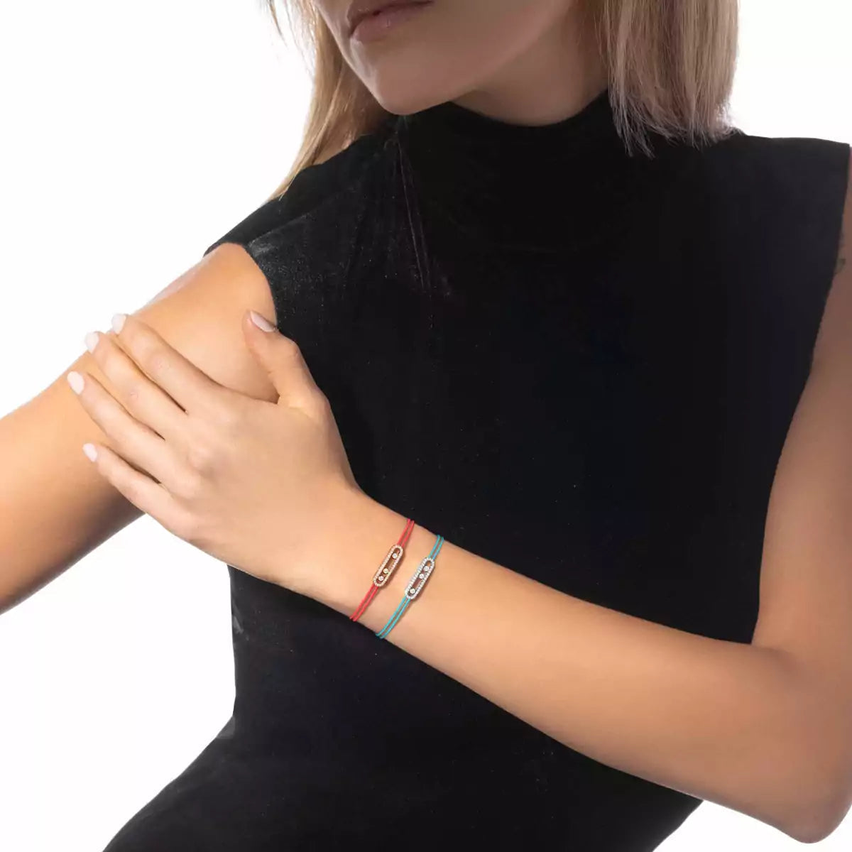 [Solara Jewelry]Messika Care(s) pink cord pavé bracelet