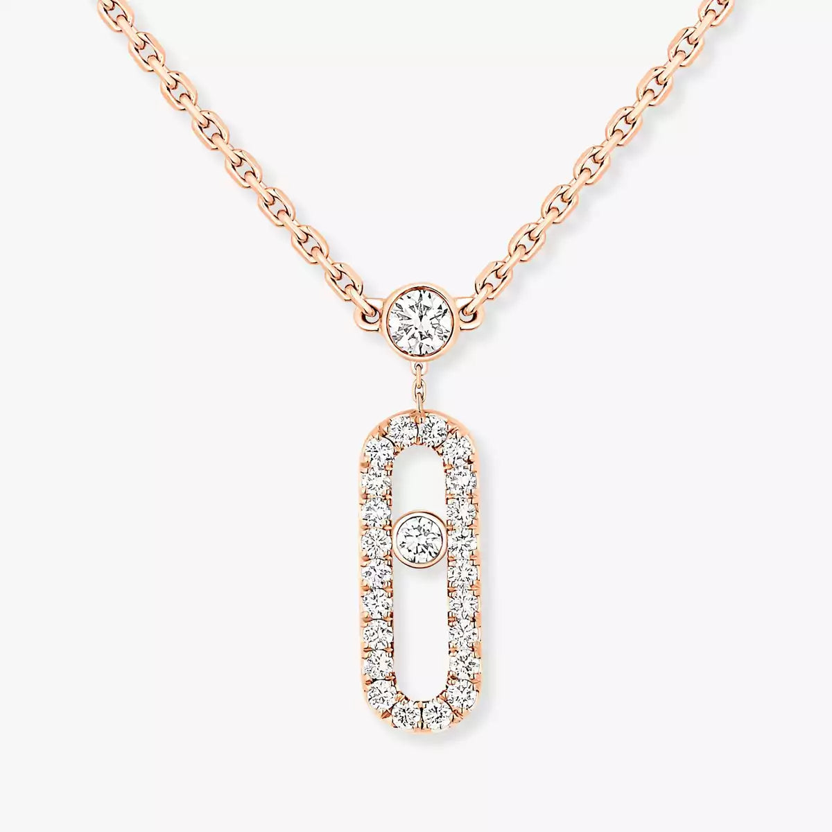 [Solara Jewelry]2 Rows Rose Gold Diamond Pave_ Necklace Move Uno