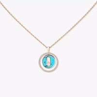 [Solara jewelry]Lucky Move Diamond Necklace in Rose Gold and White Mother-of-Pearl