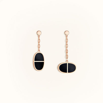 [Solara Jewelry ]CHAINE VERSO BLACK CERAMIC EARRINGS