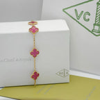 [Solara jewelry]NEW CLOVER 5 MOTIFS PINK ENAMEL BRACELET