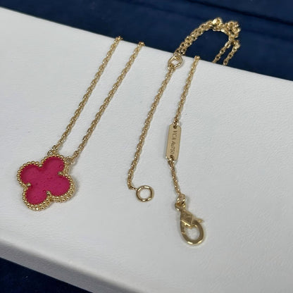 [Solara jewelry] NEW CLOVER 15MM PINK ENAMEL NECKLACE