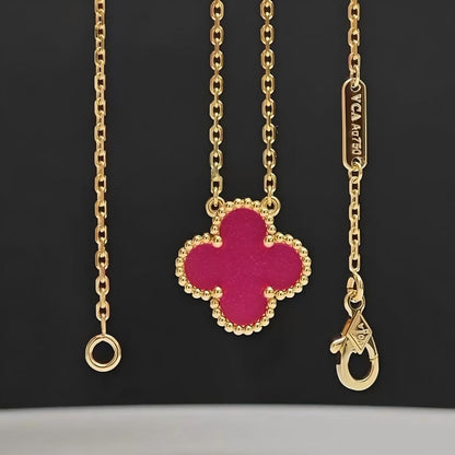 [Solara jewelry] NEW CLOVER 15MM PINK ENAMEL NECKLACE