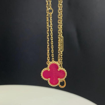 [Solara jewelry] NEW CLOVER 15MM PINK ENAMEL NECKLACE