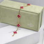 [Solara jewelry]NEW CLOVER 5 MOTIFS PINK ENAMEL BRACELET