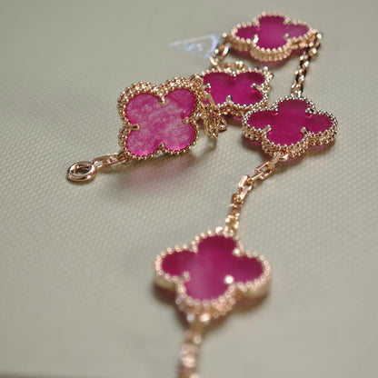 [Solara jewelry]NEW CLOVER 5 MOTIFS PINK ENAMEL BRACELET