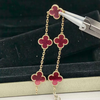 [Solara jewelry]NEW CLOVER 5 MOTIFS PINK ENAMEL BRACELET