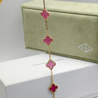 [Solara jewelry]NEW CLOVER 5 MOTIFS PINK ENAMEL BRACELET