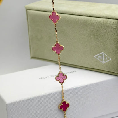 [Solara jewelry]NEW CLOVER 5 MOTIFS PINK ENAMEL BRACELET