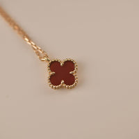 [Solara Jewelry ]CLOVER MINI 9.5MM WHITE CARNELIANS NECKLACE