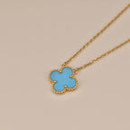 [Solara Jewelry] クローバー 15MM ヴィンテージターコイズネックレス