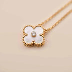 [Solara Jewelry ]クローバー 15MM ダイヤモンド ホワイトフリチラリアネックレス