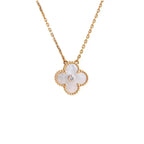 [Solara Jewelry ]クローバー 15MM ダイヤモンド ホワイトフリチラリアネックレス