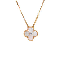 [Solara Jewelry ]CLOVER 15MM DIAMOND WHITE FRITILLARIA NECKLACE
