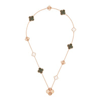 [Solara jewelry]DETACHABLE CLOVER 15(11+4) FLOWER ROSE GOLD NECKLACE SET