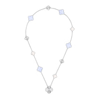 [Solara jewelry]DETACHABLE CLOVER 15(11+4) FLOWER SILVER NECKLACE SET