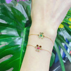 [Solara Jewelry ]FRIVOLE GOLD FLOWER PINK MALACHITE BRACELET